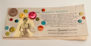 AMERICAN CYANAMID COMPANY ADVERTISING SAMPLE CARD MELMAC SEWING BUTTONS 1940 s - Picture 1 of 3