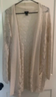 Rue 21 акриловый длинным рукавом открытый кардиган карманы легкий кремовый размер: большой - Изображение 1 из 4