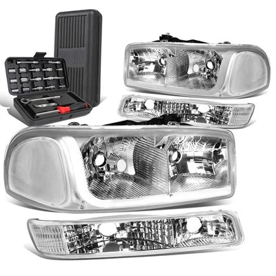 Para GMC Sierra 1999-2007 Barra LED DRL Cromo/Claro Faro Parachoques Lámpara + Caja de Herramientas Foto 1 de 4