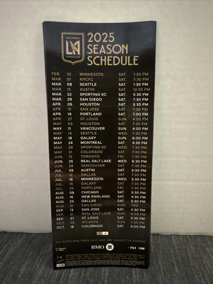 Los Angeles Football Club 2025 Magnetic Schedule MLS Soccer⚽️ — 第 1/1 张图片