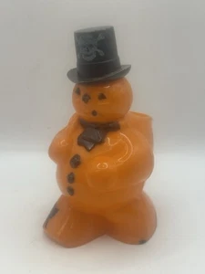 Vintage Rosen Rosbro Halloween Hard Plastic Snowman With Skull & Cat. - Picture 1 of 9