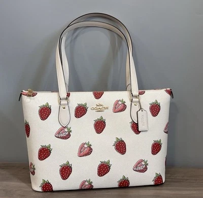 COACH CAR34 Gallery Tote Bag With Strawberry Print In Coated Canvas & Leather - Image 1 of 4