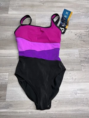 Vintage Baltex Swim Bathing Suit One Piece Full Bust Colorblock NWT Size 8 - Image 1 of 4