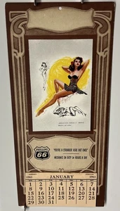 Original vintage Pin up Calendar Poster Rt 66 1961 Phillips 66 Great Condition - Picture 1 of 6