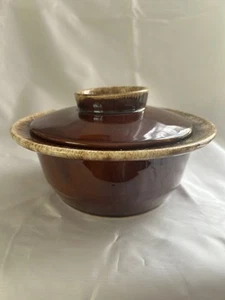 Vintage Hull USA Brown Drip Oven-Proof CASSEROLE DISH WITH LID 6" - Picture 1 of 6