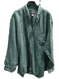 Moose Creek XL Men’s GREEN white 100% LINEN Plaid Long Sleeve Button Up Shirt XL - Picture 1 of 15