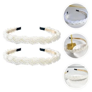 2 Piezas Diadema Perla Novia Novia Prendas para la Cabeza Niñas Diademas Elegante para Mujeres - Imagen 1 de 12