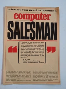 UNIVAC Sprzedawca Ulotka rekrutacyjna lata 70. - Zdjęcie 1 z 2