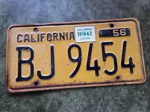 1956 1962 CAILFORINA LICENSE PLATE BJ 9454 - Picture 1 of 2
