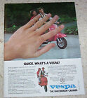 1980 print ad page - Vespa motor Scooter Girl Guy uncommon carrier Piaggio