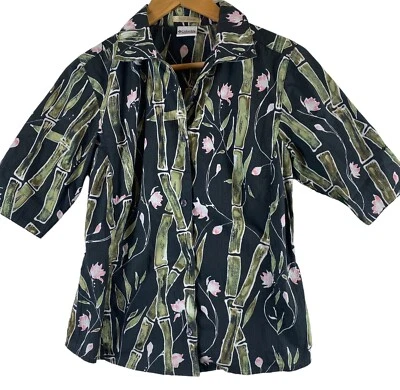Columbia River Resort S Camisa Top Bambú Negro Rosa Verde Foto 1 de 4