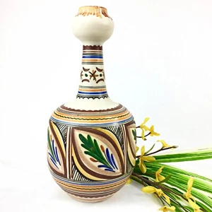 Vintage Boho handbemalt Blumen Salzglasur Steinzeug Karaffe Spanien - Bild 1 von 5