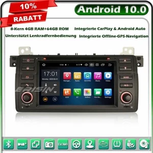 64GB Android 10 DAB+ Autoradio GPS Navi BT CarPlay BMW 3er E46 M3 Rover 75 MG ZT - Bild 1 von 12