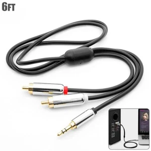 6FT Premium 3.5mm 1/8" Stereo Male to 2 RCA Male Y Splitter Audio Cable Gold - Picture 1 of 3