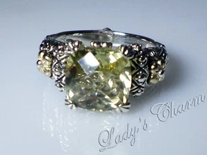 🦋Barbara Bixby Classic Lemon Quartz Sterling Silver 18k Gold Ring Size 8 - Picture 1 of 8