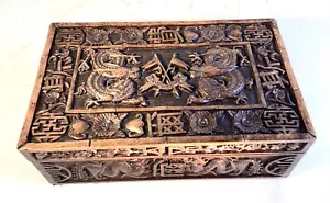 Antique Colonial English Raj Indian ArmyCarved Box. Baluch Horse. 37th Lancers. - Picture 1 of 19