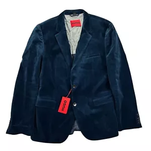 Hugo Boss Mens Modern Fit Velvet Dinner Suit Jacket Navy Blue 44R - Picture 1 of 9