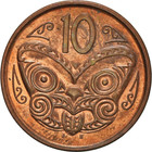 Pièce de 10 cents Nouvelle-Zélande | Reine Elizabeth II | Masque Maori Koruru | 2006 - 2021