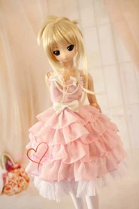 1/4 1/3 SD16 IP-EID BJD Clothes Doll Outfit Pink Dress+Bustle Pearls Chain Deco - Picture 1 of 5