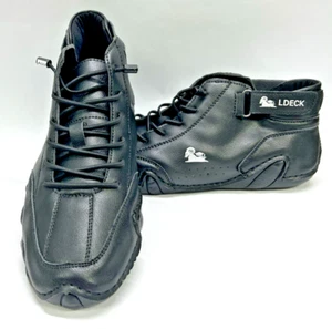 Neu LDeck schwarze Leder-Sneaker Schnürschuhe hoch Größe 43 Herren 10,5 Damen 12,5 - Bild 1 von 6