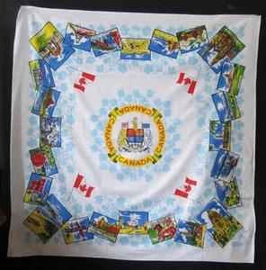 Fabulous Vintage Table Cloth With Scenes From Across Canada Coast to Coast - Picture 1 of 2