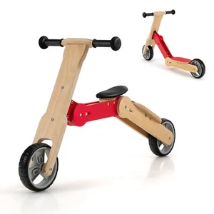 2in1 Kinderroller Laufrad Kleinkinderroller Holz Scooter mit Abnehmbar Sitz - Bild 1 von 8