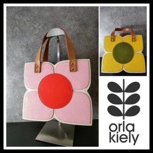 Orla Kiely Leather Handbag Flower Design Pink Red Yellow Green New with Tags JP - Picture 1 of 9