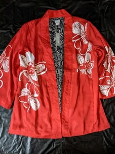 Batik Chicos Soft Jacket Batik Dream Flame Scarlet Size 1 Open Front Size 8/10 - Picture 1 of 13