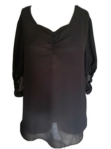 CATO Women's Sheer Black Pullover Blouse Top 14/16,18/20, 22/24,26/28 #NS3 - Picture 1 of 6