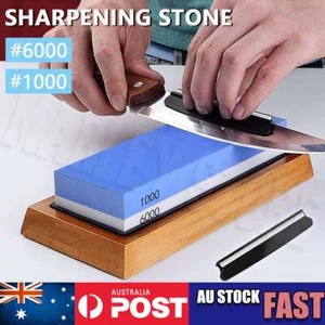 Dual Whetstone Knife Sharpening Stone 1000/6000 Grit Water Wet Stone Sharpener - Picture 1 of 12