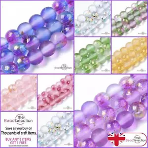 Mattierter Glitzer Runde Glasperlen 4 mm 6 mm 8 mm Schmuckherstellung 8 Farben Auswahl - Bild 1 von 33