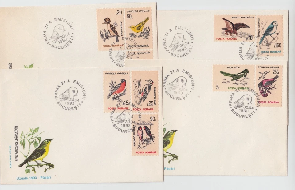 Rumanía 1993 CUBIERTAS AVES PRIMER DÍA MARCA POST NATURALEZA Foto 1 de 1