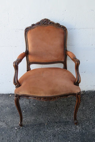 French Carved Large Living Bed Room Side Accent Vanity Chair 3504 Cover