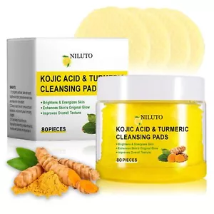 80PCS Turmeric Kojic Acid Pads Cleansing Pads Face Cleansing Foaming Exfoliating - Picture 1 of 7