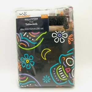 Halloween Tablecloth Sugar Skulls Rectangle Choose Size Celebrate Vinyl New - Picture 1 of 9
