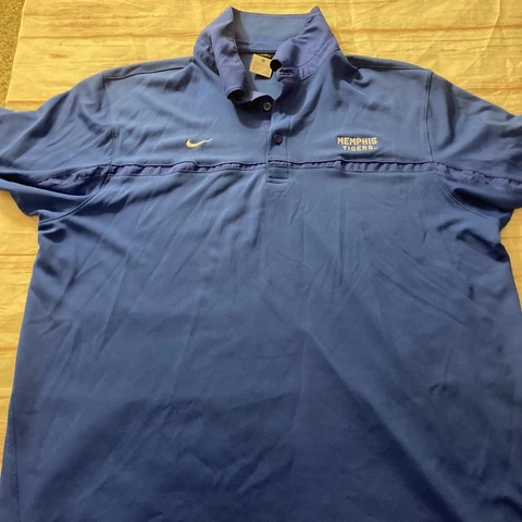 Nike Dri Fit Memphis Tigers Golf Polo Shirt Blue Embroidered Name Mens Large XL Cover