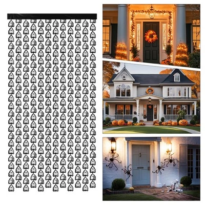 Cortina de Lluvia Temática Fantasmas Halloween 1*2M, Decoración Fiesta Fondo Pared Foto 1 de 4