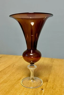 Mundgeblasene Glasvase • Bordeaux-Rot • Handarbeit • 19,5 cm • Vintage - Bild 1 von 4