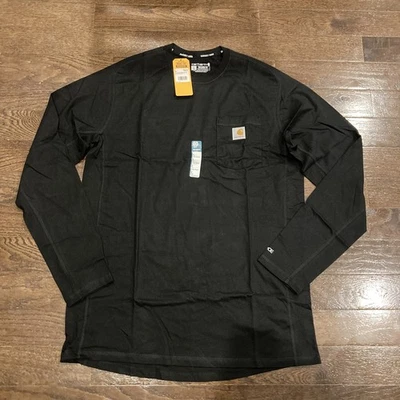 Carhartt Long Sleeve T Shirt Mens Large Tall Relaxed Fit Pocket TK6417-M Black - Image 1 of 4