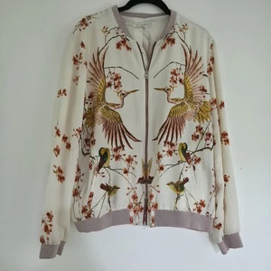 Zara Trf Outerwear Oriental Floral Full Zip Lined Lightweight Women Large Jacket - Bild 1 von 18