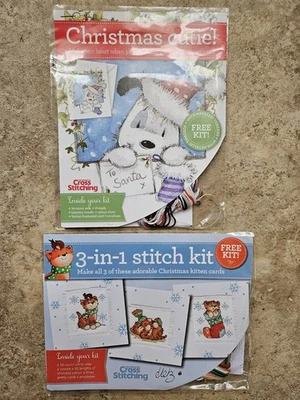 World of Cross Stitching 2 Kits Cross Stitch Card Kits Kittens & Puppy Cards NEW - Image 1 of 4