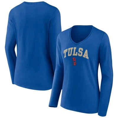 Women's Royal Tulsa Golden Hurricane Campus Long Sleeve V-Neck T-Shirt - Image 1 of 3