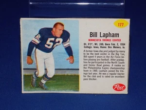1962 Post #177 Bill Lapham ( Minnesota Vikings ) Hand Cut ( Free Shipping ) - Picture 1 of 1