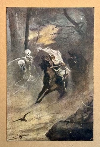 Antique Halloween Postcard Krakow Poland Grim Reaper on Horseback Death War #14 - Picture 1 of 11