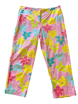 Calça Floral Lilly Pulitzer Cropped Flower Power Rosa Maximalista - Imagem 1 de 4
