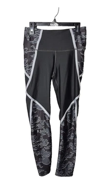 Leggings Under Armour feminina pequena preta cinza estampada compressão academia atlética - Imagem 1 de 4
