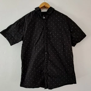 Rip Curl Shirt Mens Medium Black Button Up Casual Short Sleeve Cotton Casual - Picture 1 of 11