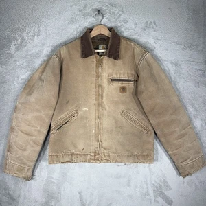 VTG Carhartt Detroit Jacket Men's M Blanket Lined Flannel J97 BRN Workwear USA - Picture 1 of 24