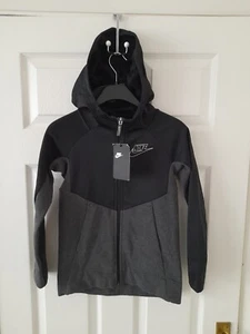 Nike Girls Black & Grey Full Zip Fleece Hoodie Size XS 6-8 Years / 122- 128 cm - Picture 1 of 9