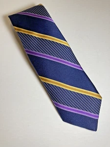 ROBERT TALBOTT NAVY BLUE STRIPED ALL SILK TIE - Picture 1 of 3
